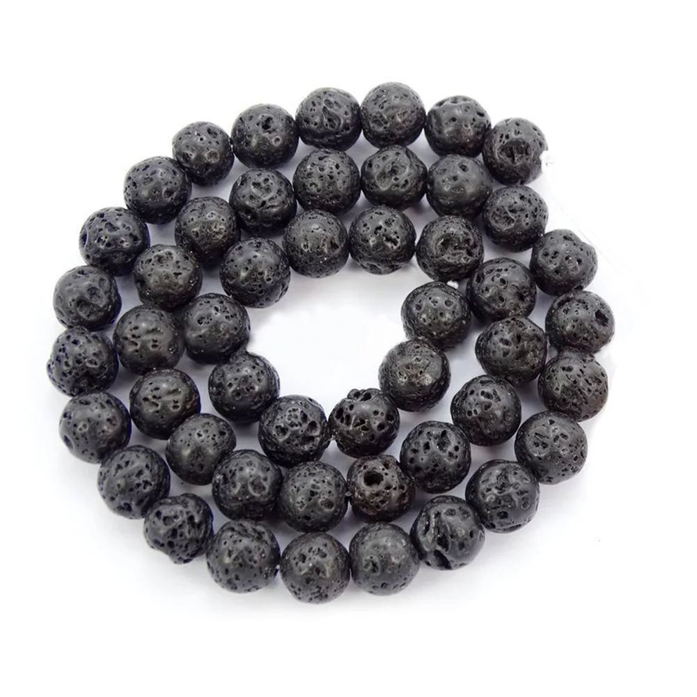 

Natural Black Volcanic Lava Round Beads 15'' to 15.5'' 4mm 6mm 8mm 10mm