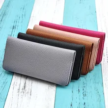 2016 European and American style solid color women wallet Pu Leather Female Purse wallet female famous