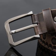 2017Fashion Men’s belt genuine leather jeans belt,Cowskin special embossing printing shading pin buckle Leisure waist Strap