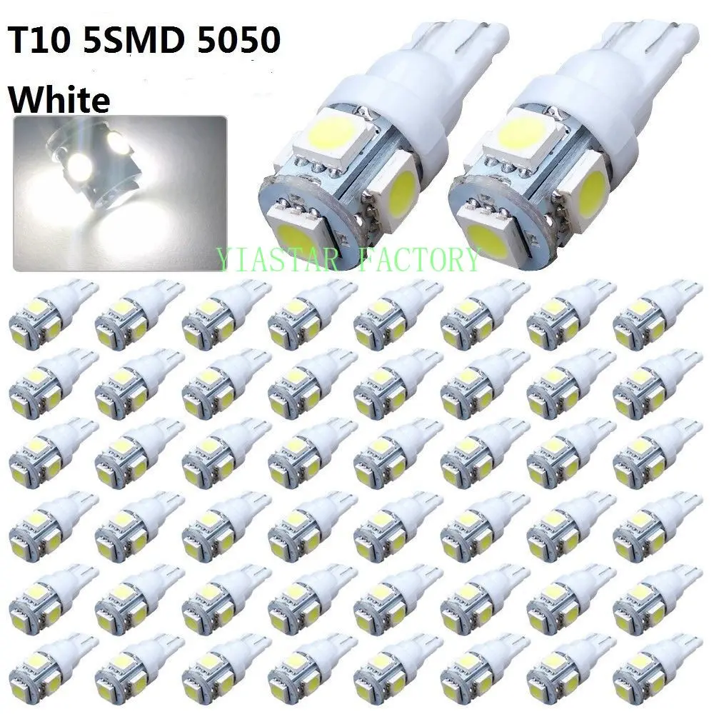 Yiastar 1000 шт./лот автомобиля t10 5led 194 168 192 W5W T10 5smd 5050 супер яркий светодиодный Клин