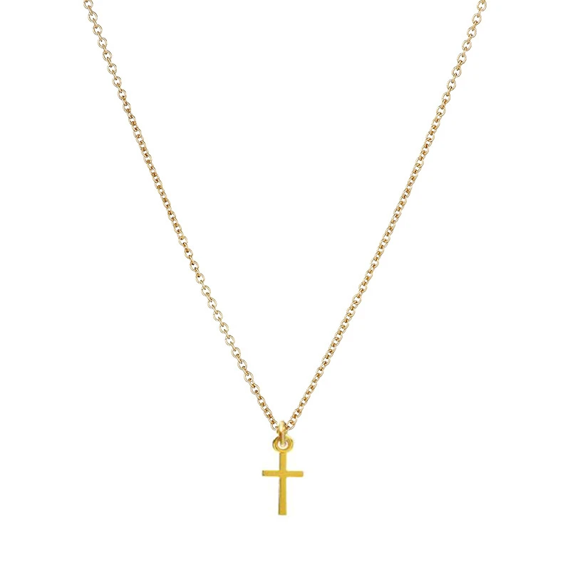 Simple Jesus Christian Cross Pendant Short Chain Choker Necklace For Women Golden wish necklace with card Jewelry As gift