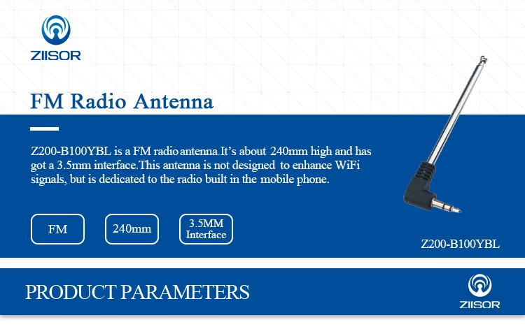 FM радио антенна 5dBi L Тип 90 ° радио Телефон Выдвижная антенна 3,5 мм игрушка дистанционное управление антенна Ziisor Z200-B100YBL