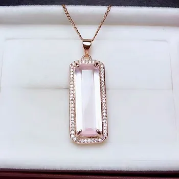 

Fidelity natural 8*24mm pink crystal pendants s925 sterling silver classic fine jewelry for women party natural gemstone