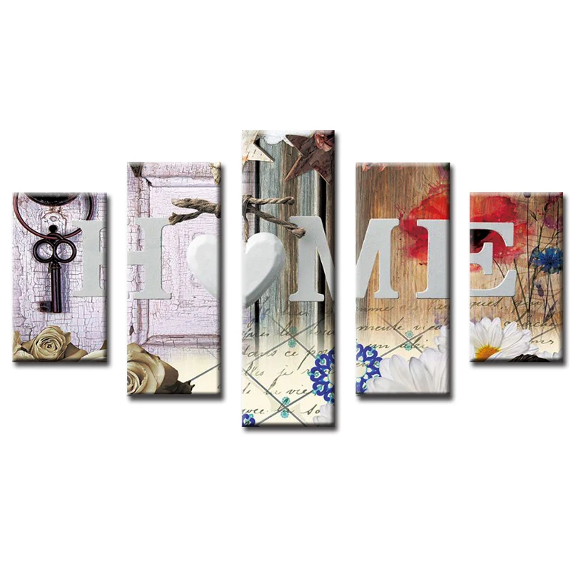 Fashio Typeface 5D DIY Diamond Painting &quothome&quot5 pieces picture cross stitch kit diamond embroidery mosaic Decor gift for family | Дом и