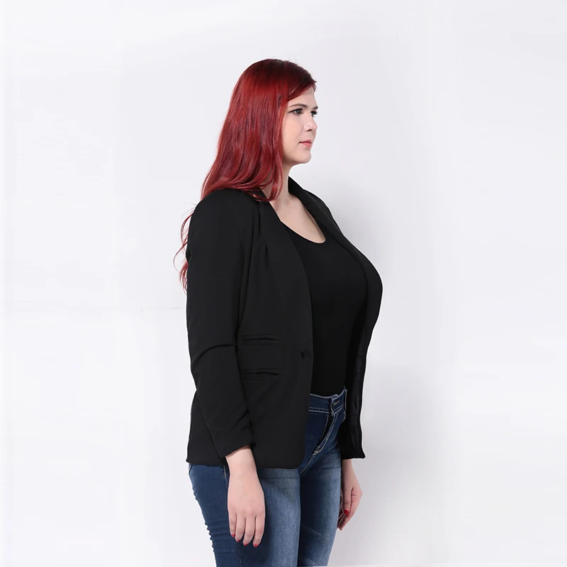 Kissmilk Plus Size New Fashion Women Turtle Neck Pocket Slim Big Size Casual Small Suit Coat 3XL 4XL 5XL 6XL