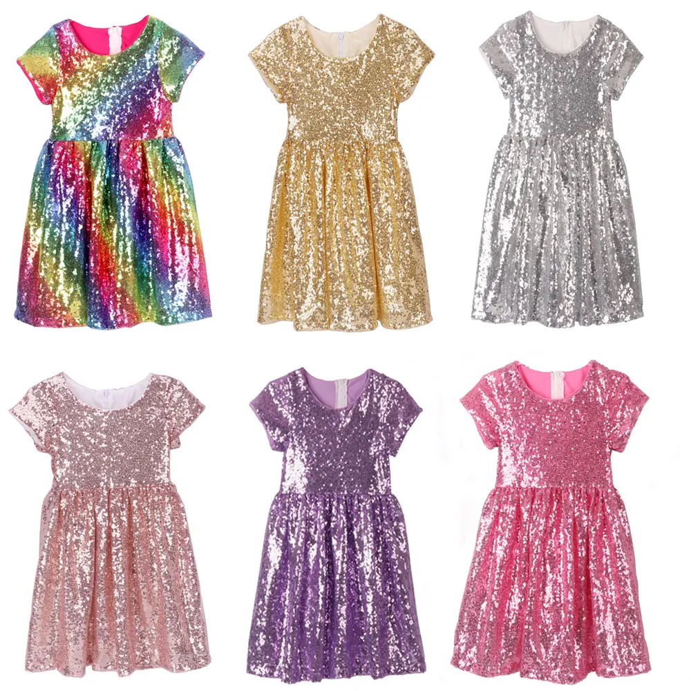 Платье с блестками для маленьких девочек; розовое платье принцессы для девочек; летнее платье для малышей; вечернее платье для маленьких девочек на свадьбу