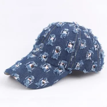 SILOQIN новинка Женская кепка винтажное старое украшение отверстий ковбойские шляпы для женщин Регулируемый размер джинсовая индивидуальная хип хоп Шляпа новая - Цвет: color 2
