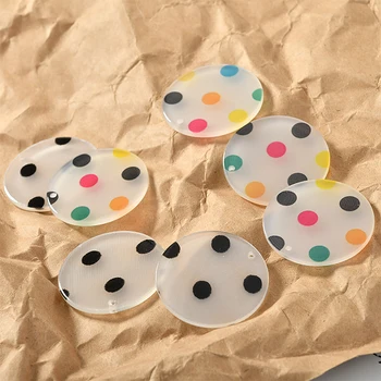 

Wholesale 40pcs/lot 30mm dots fabric core decoration geometry rounds shape acrylic beads diy jewelry earring accessory