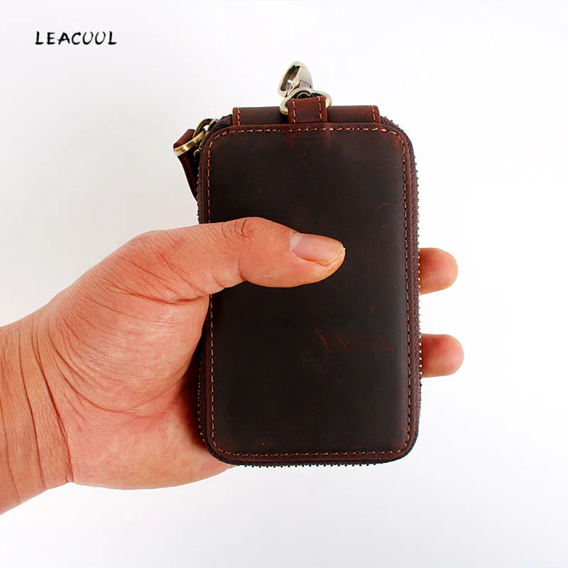 

Handmade 100% Vintage Genuine Leather Key Holder Men keyChain Cover Leather Key Wallet Men key case bag Women Key Organizer
