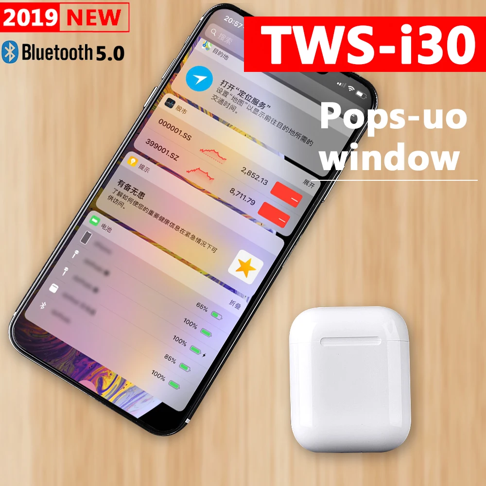 

RETOKO TWS i30 Earbuds Headphones Bluetooth Headsets Wireless Earphone Headphones Earpiece For Original iphone vs tws i20 i10