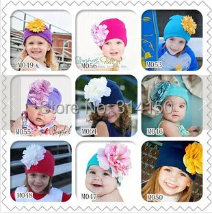 

TOU--Baby Hats Baby Girls Beautiful Flower Hat Pure Cotton Elastic Knitted Cap Spring And Autumn Infant Headwear 1pcs