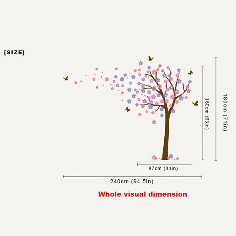Большая елка Бабочка цветы цветок Весна виниловые наклейки на стену обои с надписью искусство 180x240 см украшение дома Рождество