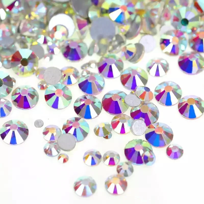

SS3-SS50 Crystal AB Nail Rhinestones Non Hot Fix Rhinestones Glitter Rhinestones Glass Strass For Nail Art Decoration H0011