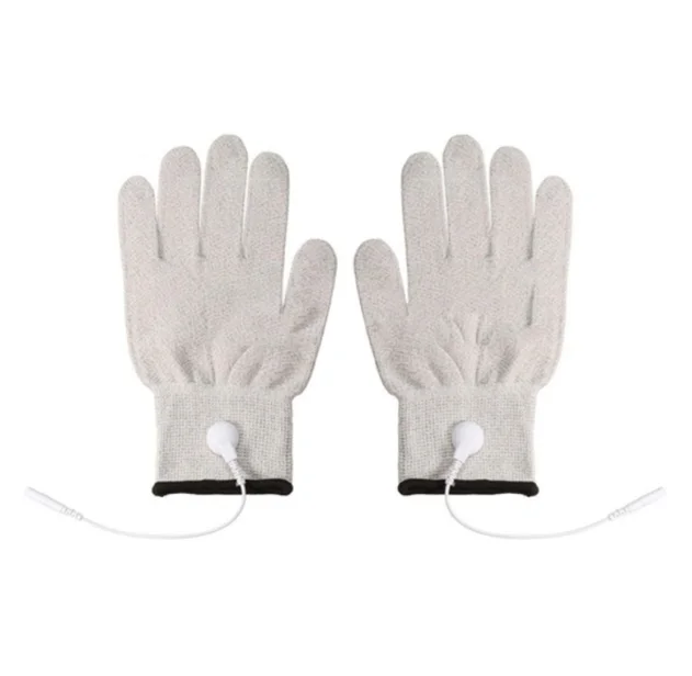 1 пара дышащие проводящие электротерапевтические массажные электродные перчатки с машиной Tens для терапии ручной массажер инструмент для красоты - Цвет: gloves with cable