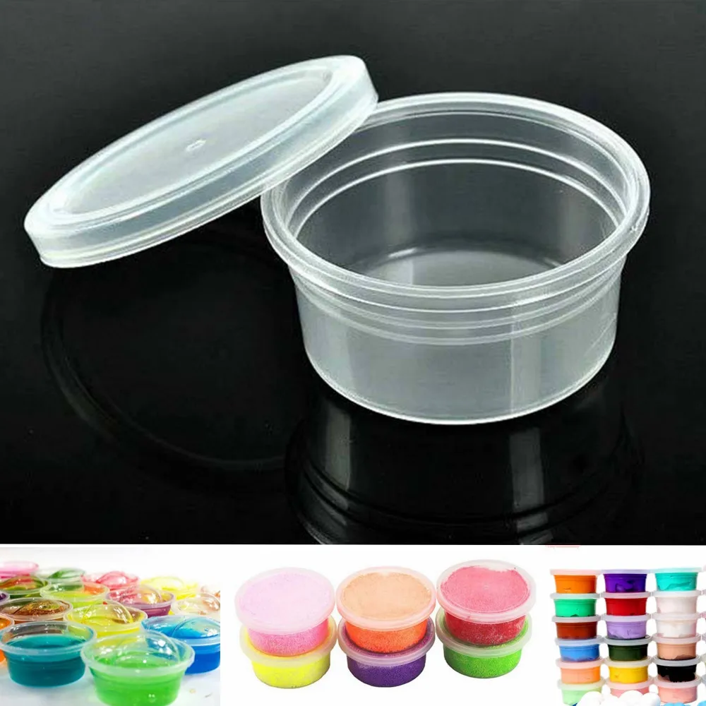 

10pcs/lot Plastic Clear Color Plasticine PP Containers Glue Putty Foam Ball Storage Boxes 60g Slime Storage Plasticine Tool/Mold