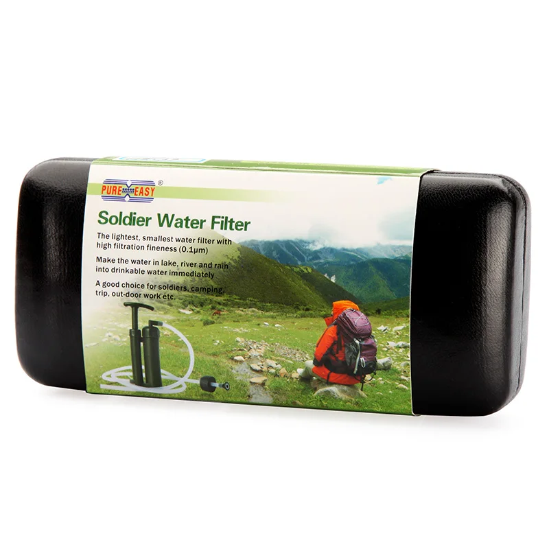 

Free Shipping Pure Easy Portable 2000L Water Filter Kit Outdoor Camping Hiking Emergency Survival Gear Straw Purifier Cleaner