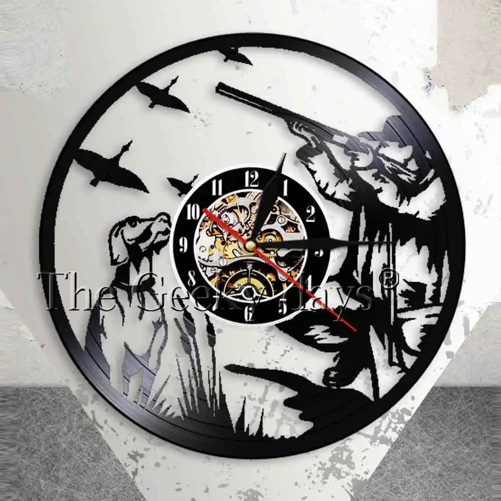 Pintail Duck Hunting Wall Art Man Cave Decor Wall Clock Man Hunters Gun And Dog Duck Hunting Vinyl Record Wall Clock Hunter Gift