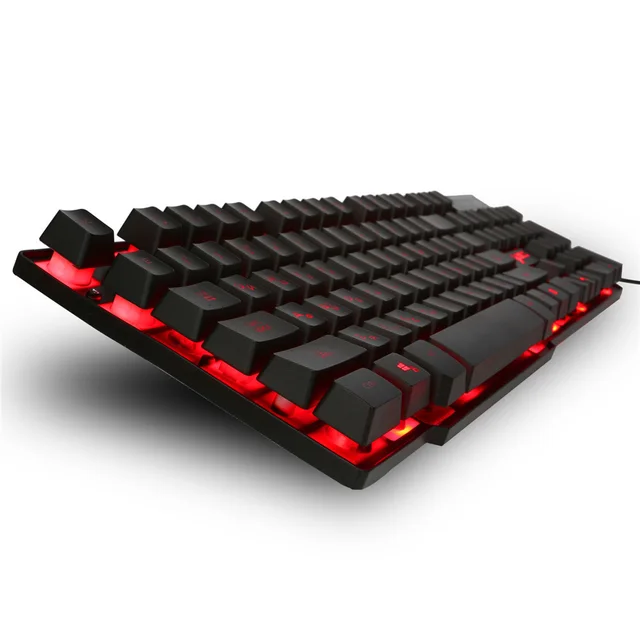 Best Price Russian/English Gaming Keyboard with 3 Colors Backlit Keycaps Teclado Gamer 104 Keys for PC Games with Similar Mechanical Feel