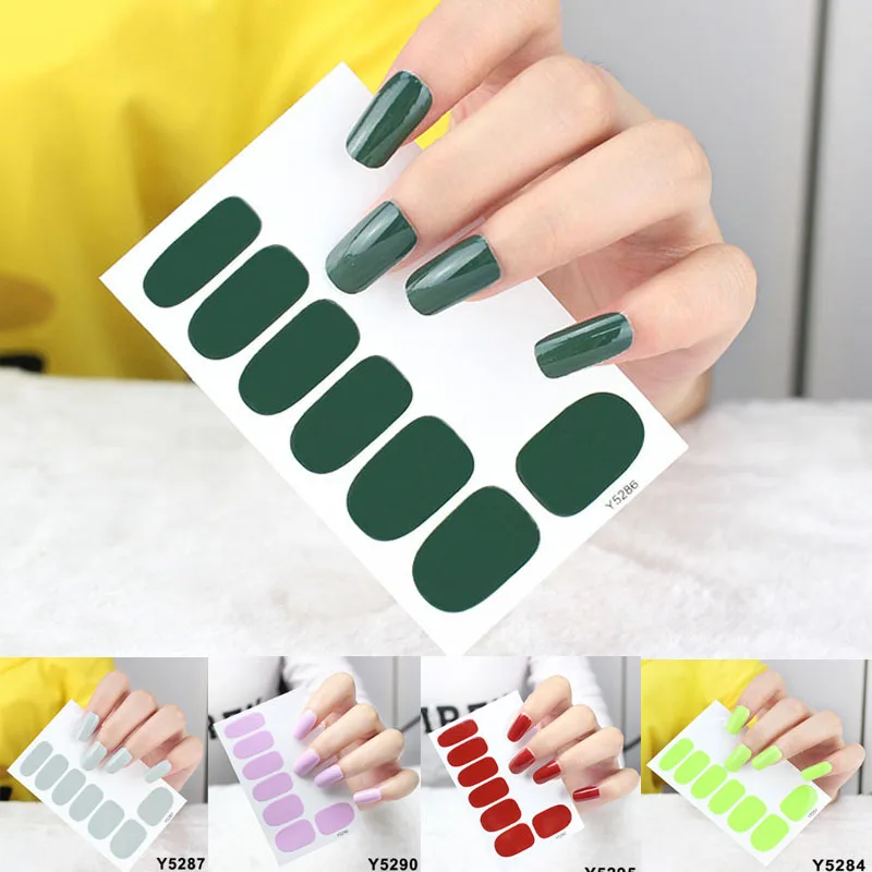 

Nail art full cover self adhesive strip Polish Foils waterproof Pure color Tips Wrap DIY 3D nail art sticker decals RA011
