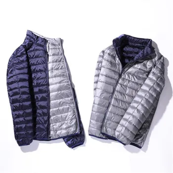 

S-4XL Double Coat 2018 Autumn Winter Men Down Jacket White Duck Ultra Light Down Coats Parkas Male Short Outwear Plus Size A1081