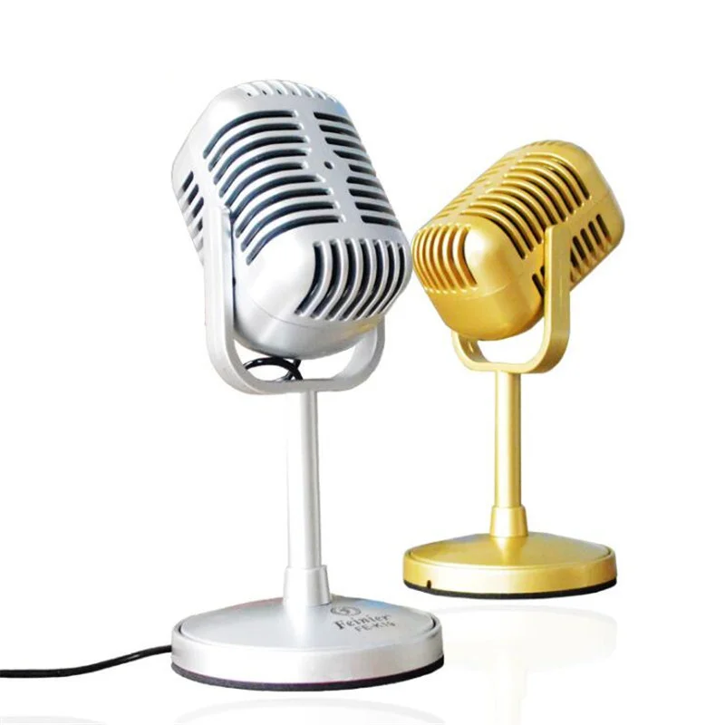 

Good Looking Quality Retro Satin Surface Plating Vintage Microphone Mini Microfon Wired Microfone for Sing Record on Computer