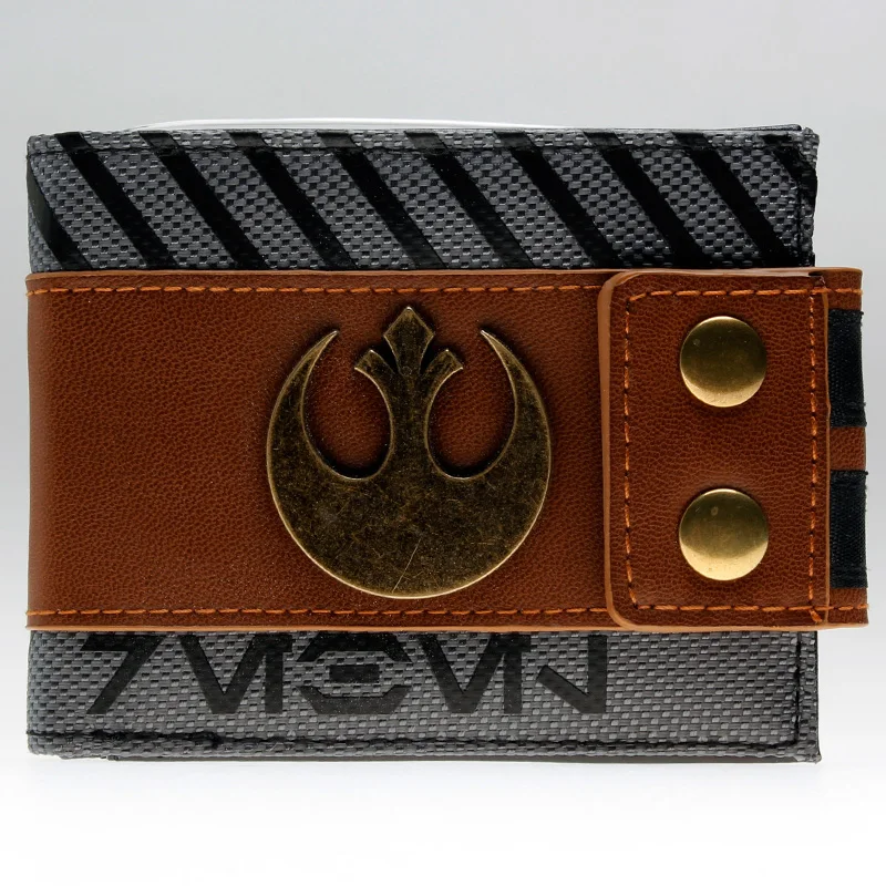 Цена Звездные войны Rogue One Rebel Snap Bi Fold Мужской кошелек с металлическим логотипом значок женский кошелек DFT 1930
