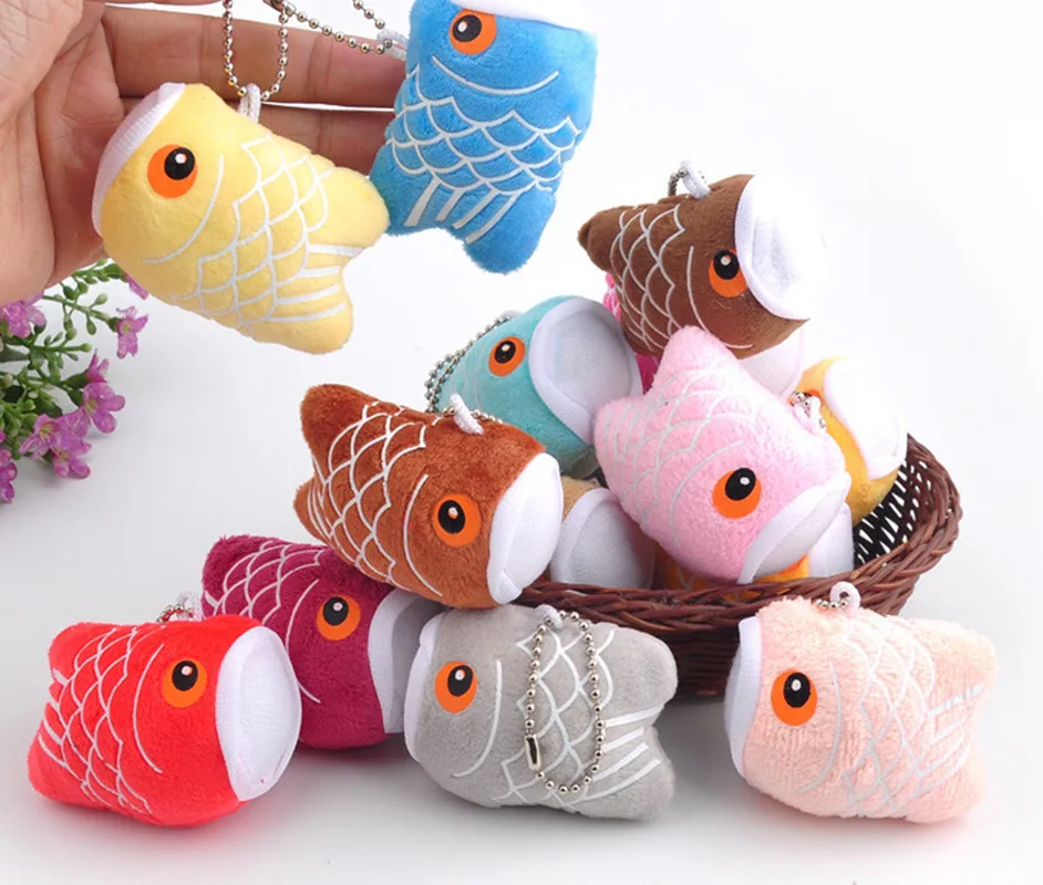 

10pcs/lot 6.5cm Q version of the carp plush small pendant koi/carp suiting small hanging decorations for children's gifts.