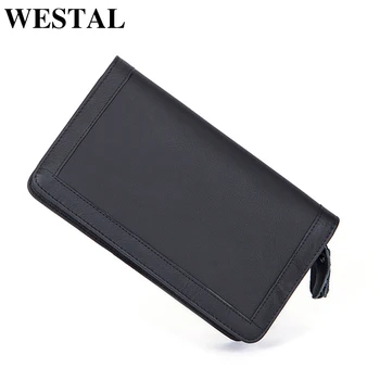 

WESTAL Men Wallets Genuine Leather phone wallet clutch male leather wallets with coin holder large capacity portomonee 9013