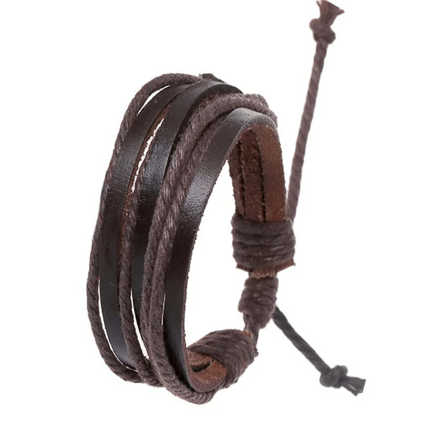 

Creative Retro100% Genuine Leather Weave Bracelet & Bangles Unisex Adjustable Handmade Jewelry Charm Bracelet Friend gift FS093
