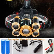 15000Lumens Powerful USB CREE 5 LED XML T6 Headlight Zoom Headlamp Rechargeable Fishing Light Outdoor