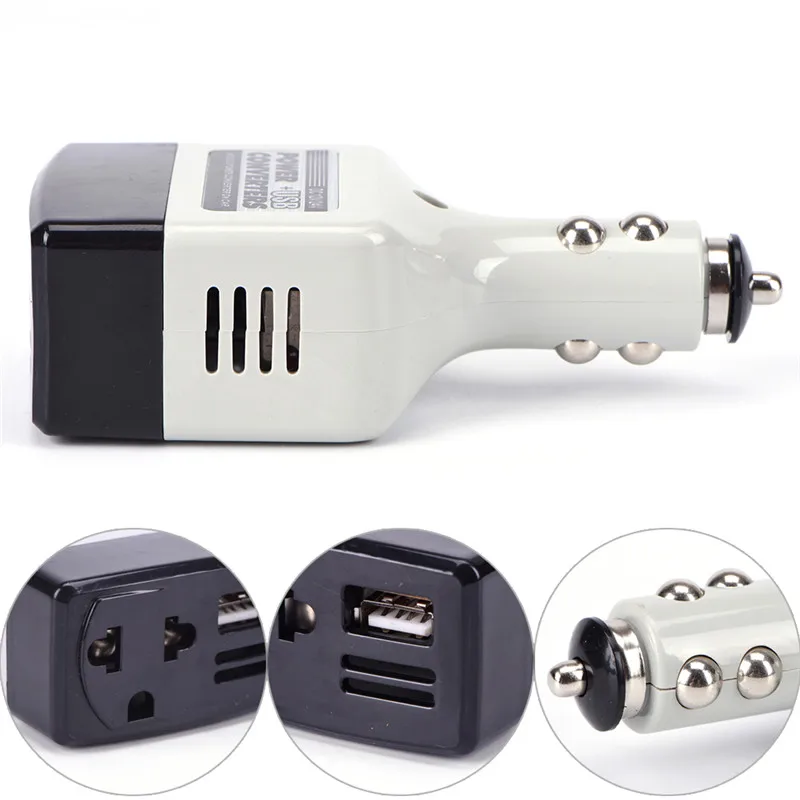 

New Auto Charger Adapter DC 12V To AC Converter 220V Mobile Charger Power With USB