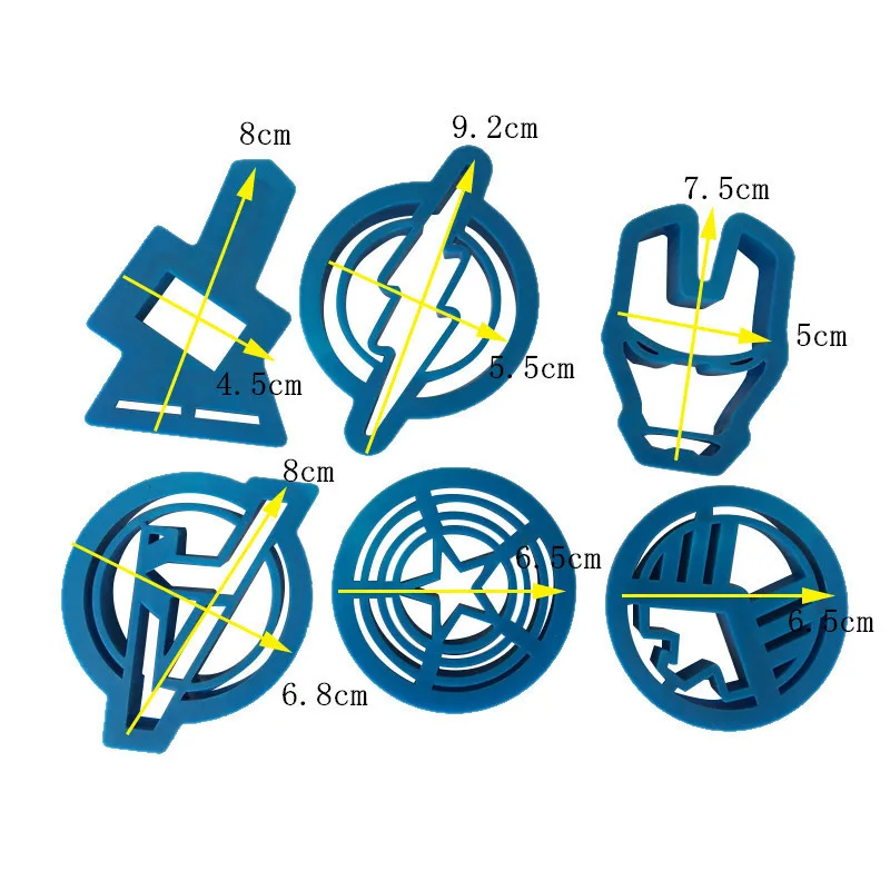 DIY супер героя Супермена, Бэтмена и человека-Пластик пресс-формы для печенья резак для печенья, мастики резак помадные формы торт декоративные инструменты для выпечки - Цвет: 6pc