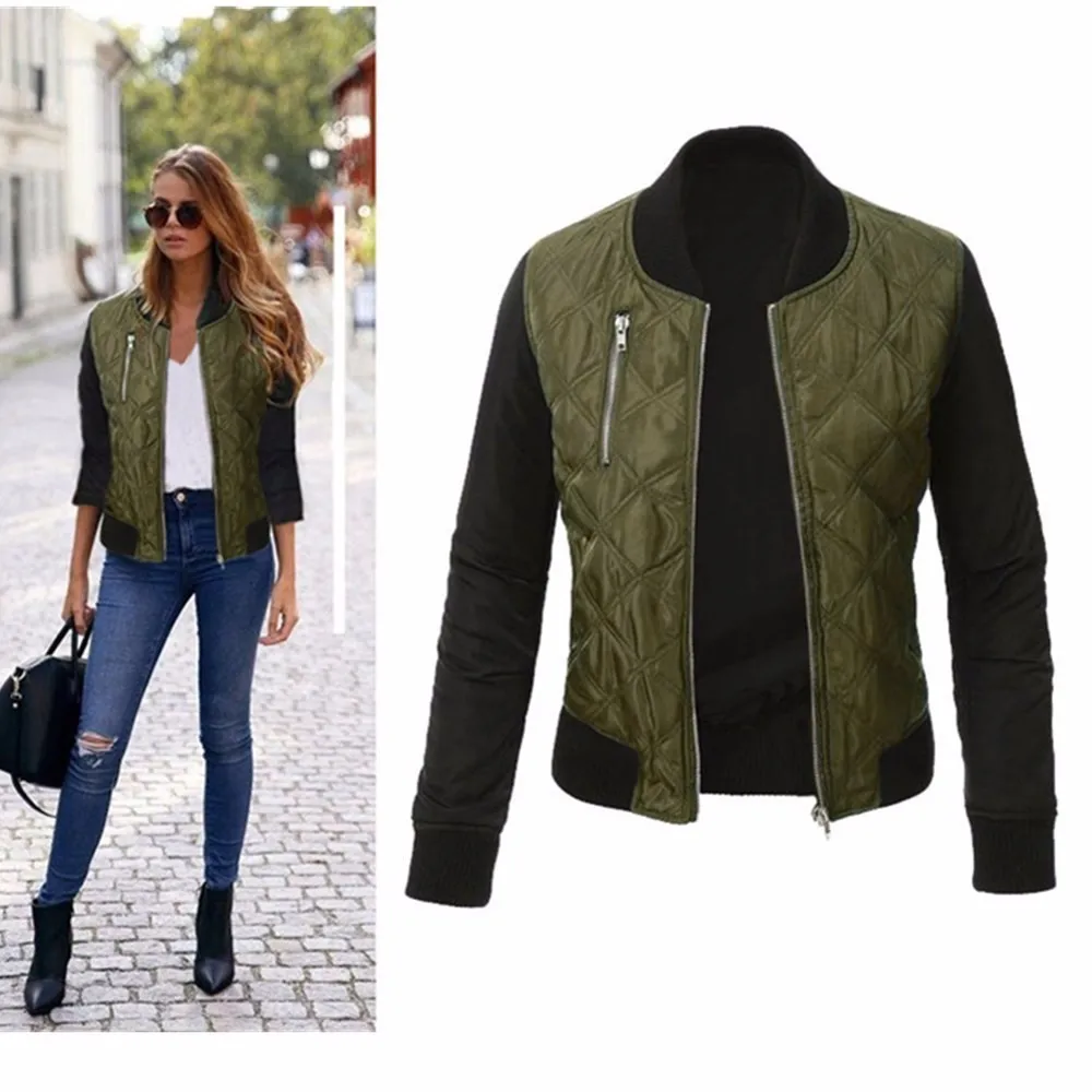 S-3XL Large Size Spring And Autumn New Pattern Solid Color Fashion Zipper Cotton Clip Loose Coat Woman | Женская одежда