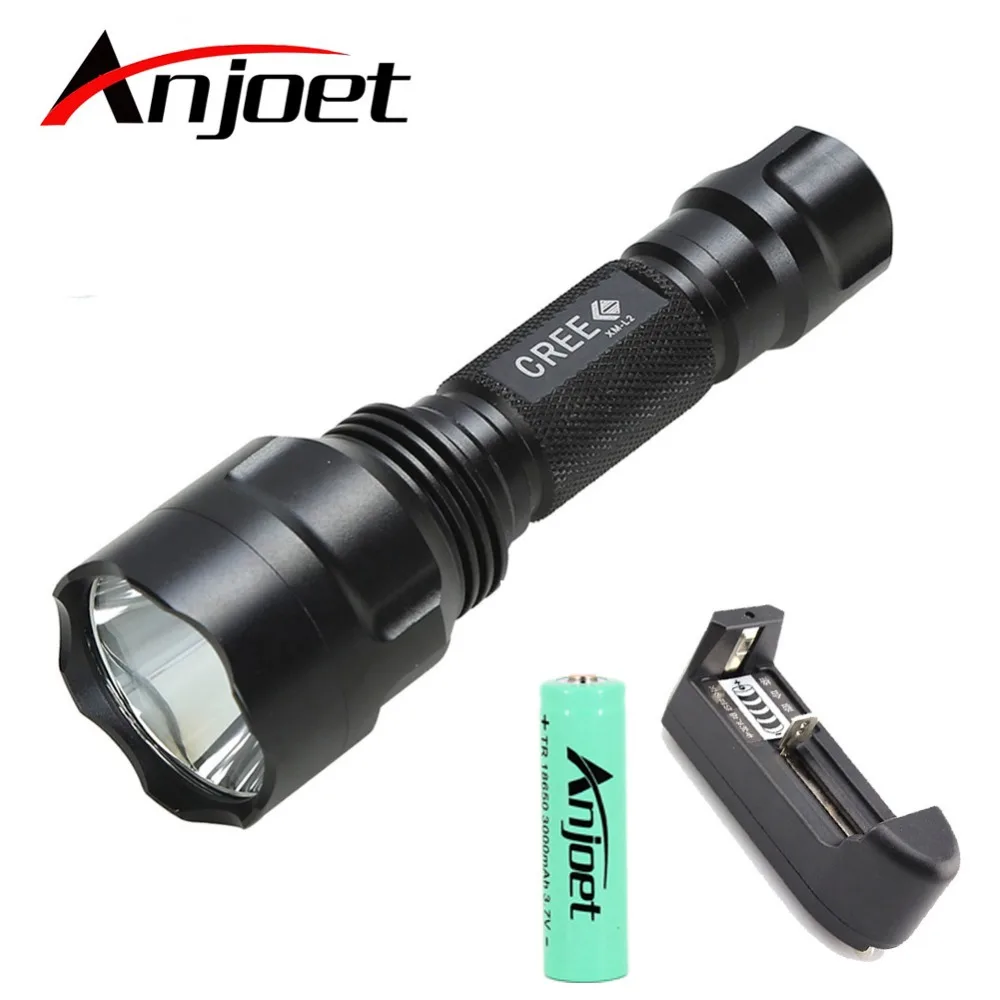 

Anjoet Self-defence Lantern Tactical Penlight 1 Mode Cree L2 Led Flashlights Torch light Outdoor Camp With 18650 Battery Charger