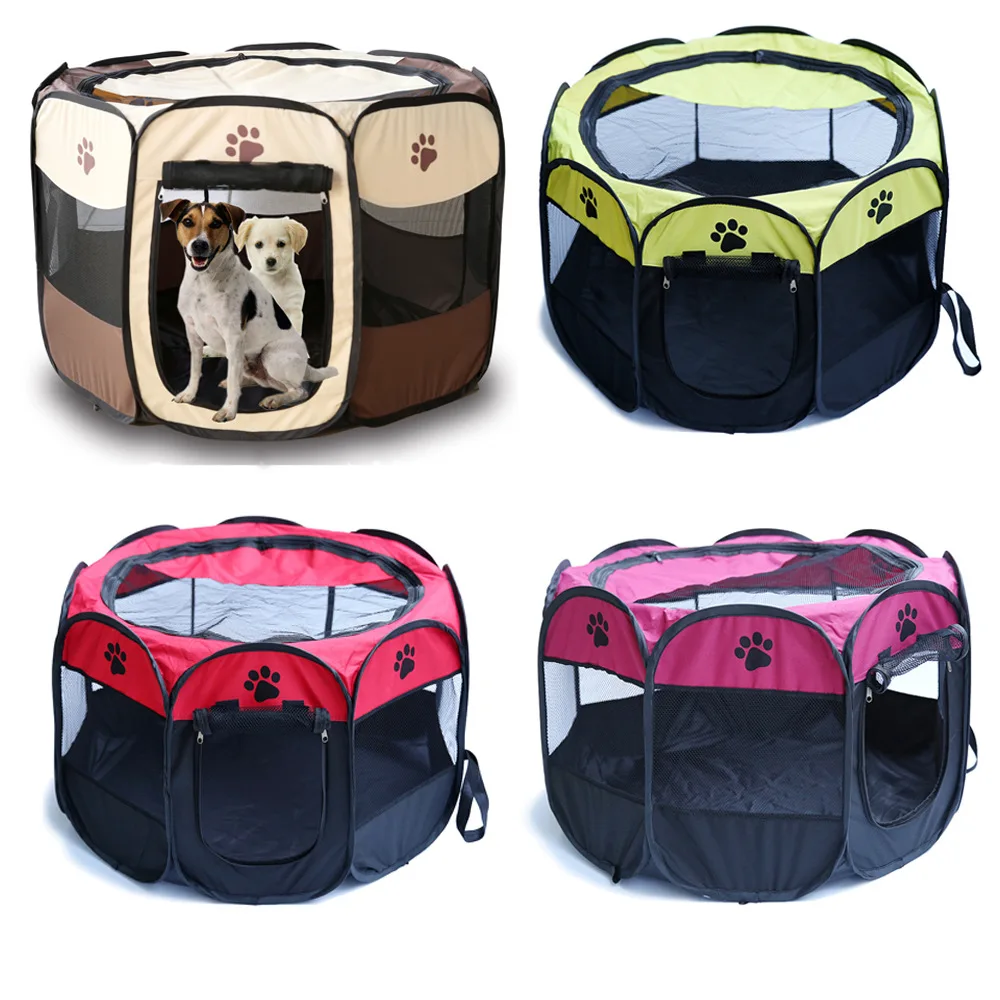 Folding Pet Tent Playpen Dog Fence Puppy Kennel Folding Exercise Play Oxford Cloth+Soft Wire Pet
