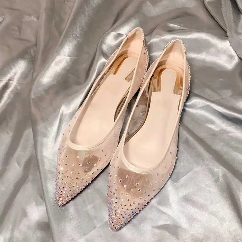 

Hot Summer Women Air Mesh Bling Pointed Toe Shoes Mary Janes Ladies Flats Dress Party Woman Shoes Zapatos De Mujer 2019