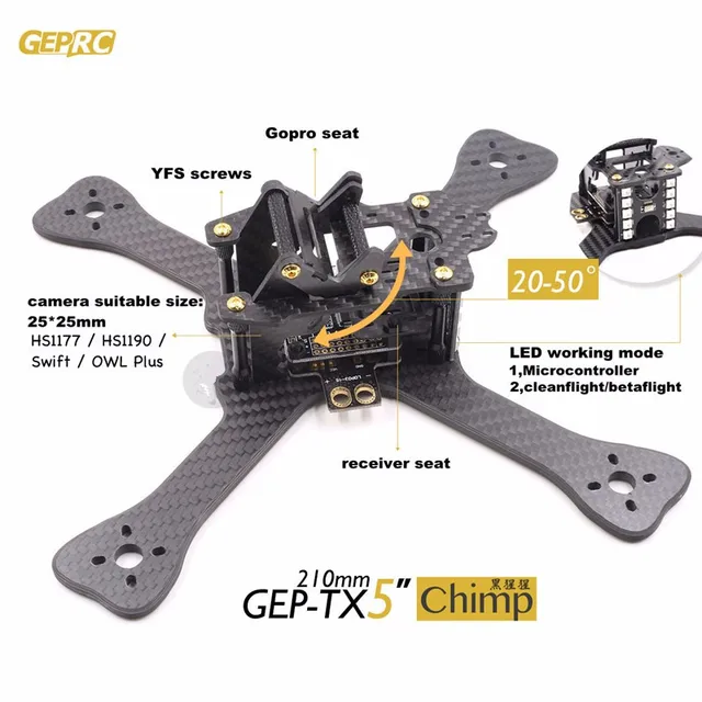 $49.79  DIY FPV mini drone GEPRC GEP-TX chimp quadcopter 3k carbon fiber frame 180/210/230 4mm main lower p