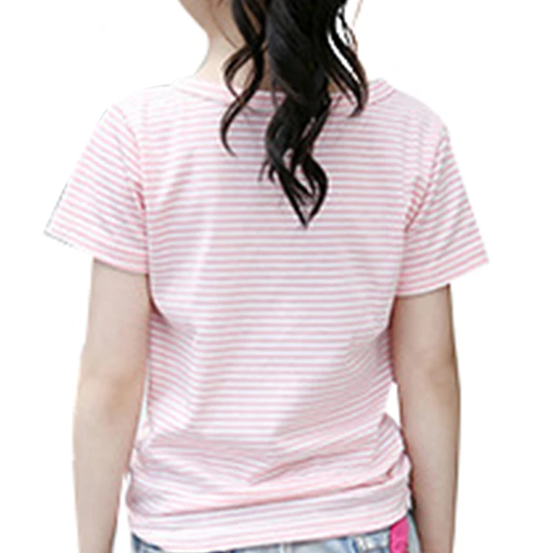 Новые летние повседневные футболки с круглым вырезом и короткими рукавами для девочек