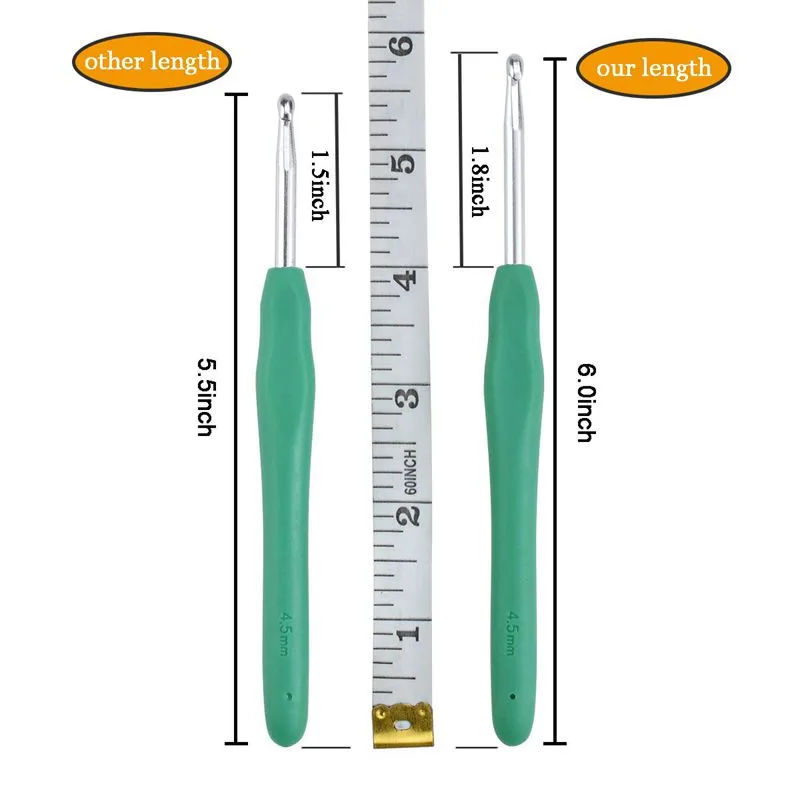 38 шт. набор крючков для вязания крючком с чехлом эргономичные резиновые мягкие ручки удлиненные спицы мягкие рукоятки для артритных рук