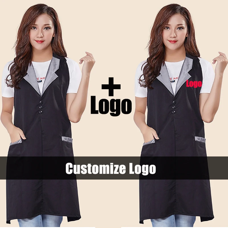 

Customize Logo Hairdresser Working Clothes with Collar Stylist Cape Gown Barber Cloth Cover Waterproof Apron for Salon U1220