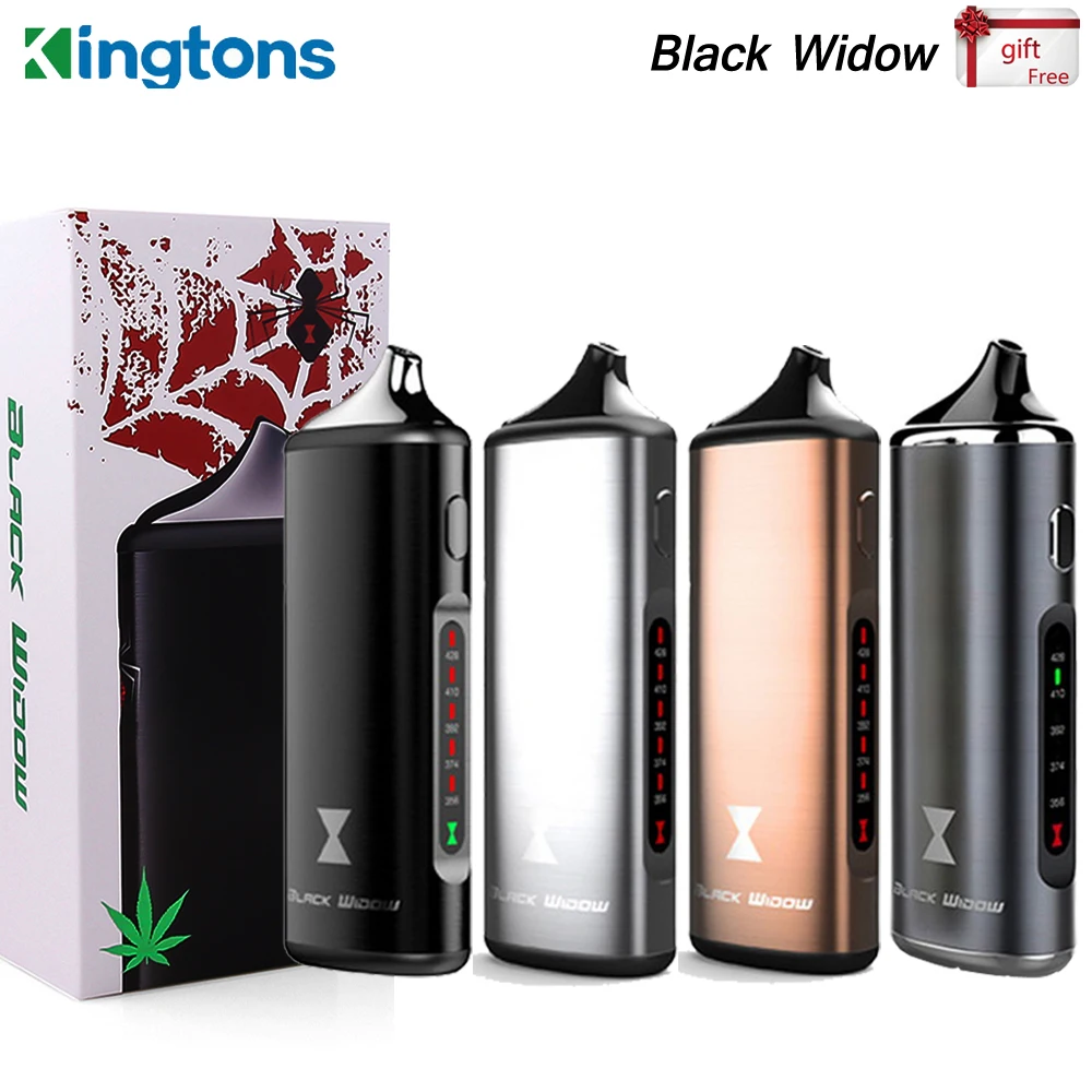 

Original Kingtons Black Widow Kit Electronic Cigarette Dry Herb Vaporizer 2200mah Battery Box Mod Vape herbal e cigarette
