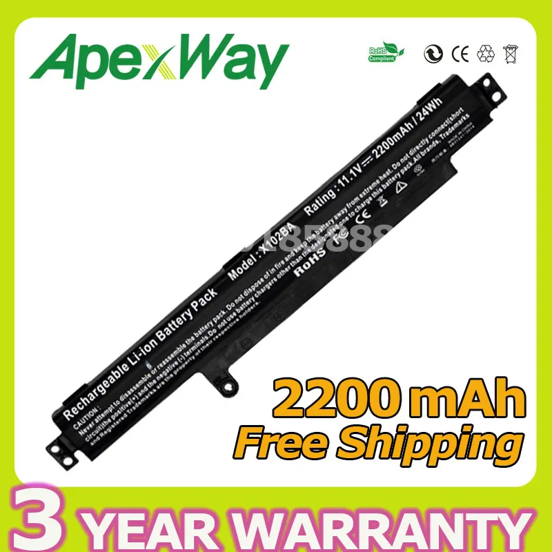 Apexway 2200mAh Laptop Battery A31N1311 for ASUS VivoBook X102B X102BA F102BA F102B F102BA-DF047H F102BA-SH41T