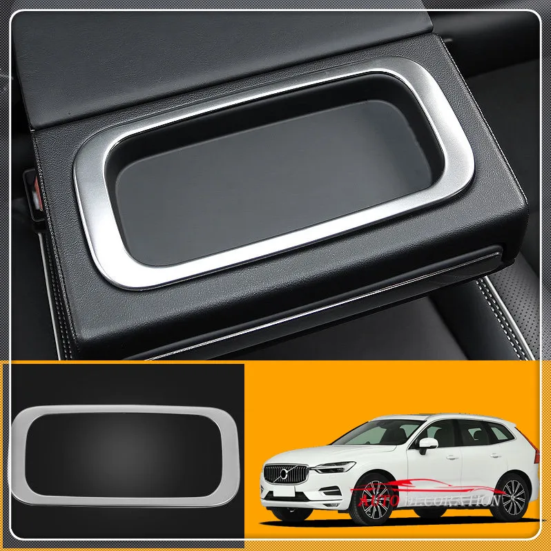 For Volvo XC60 2018 Accessories Car styling Matte Stainless Steel Rear Water Cup Holder Frame
