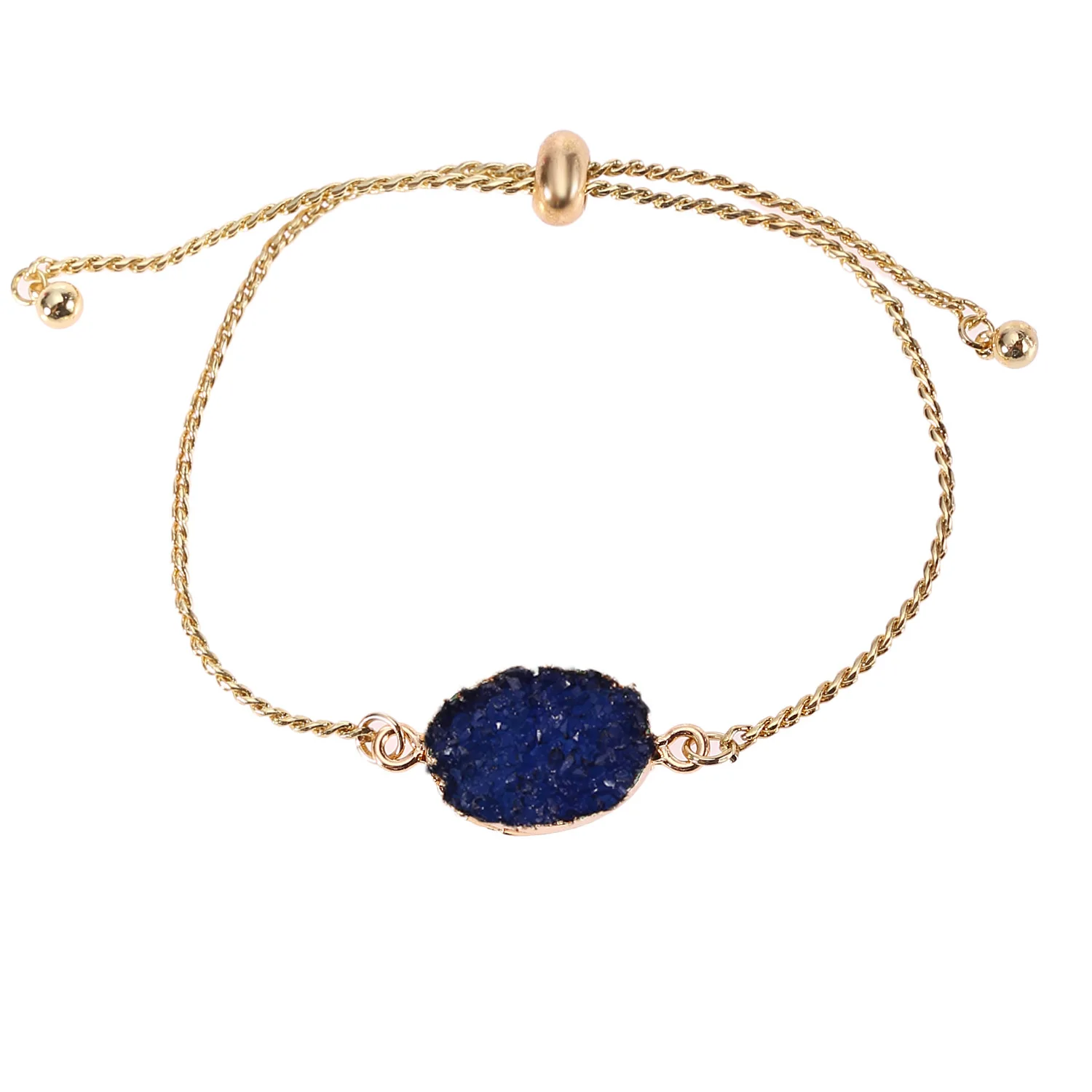 

BYPST Sparkling Handmade Femme Bracelets Fashion Nature Stone Bracelet Big Druzy Stone Bezel Setting Jewelry bohemian