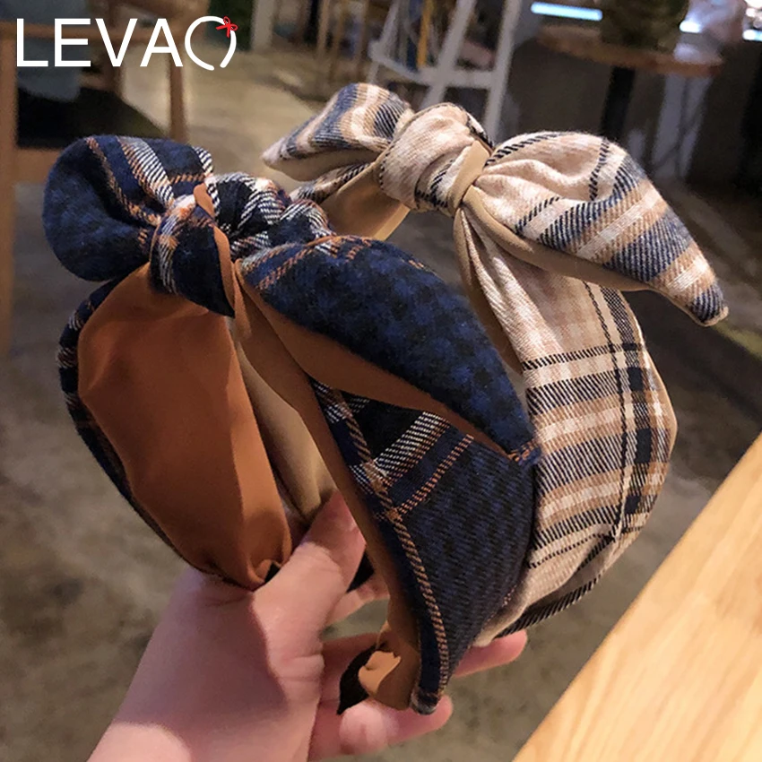 

Levao Retro Hair Bow Ties Headband for Women Cross Knotted Bows Hairband Dot Print Haiir Hoop Hairbands Head Band Headwear