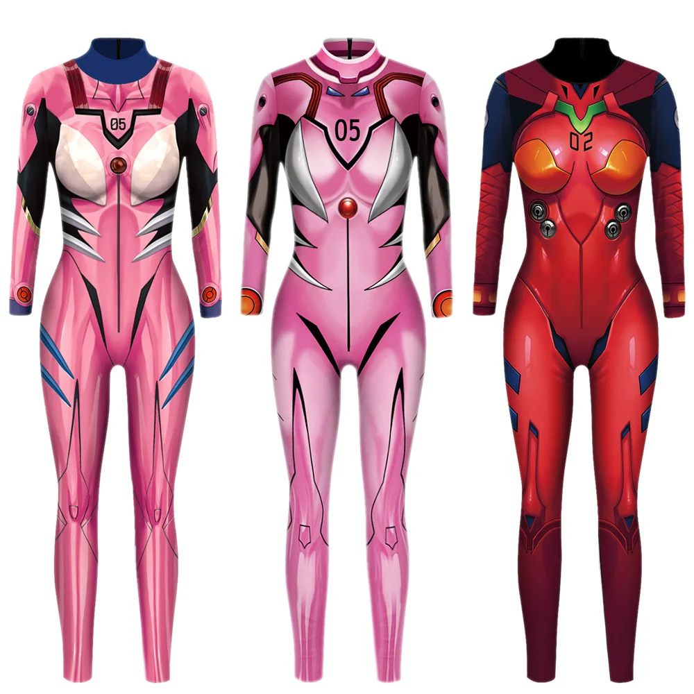 Tanie Moda vip Evangelion Asuka Langley Soryu kombinezony Anime komiks przebranie na karnawał Top wojownik kostium Zentai garnitur body