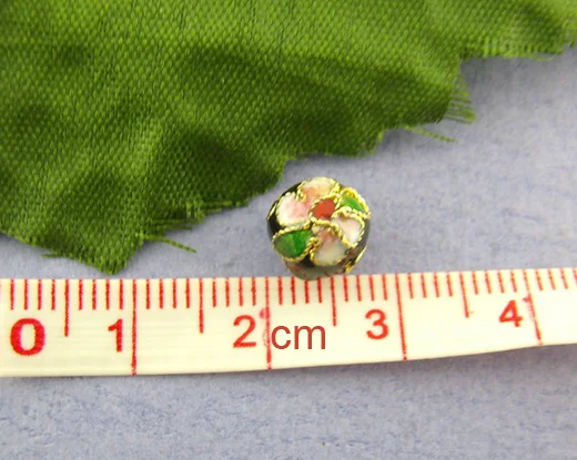 DoreenBeads 50PCs Cloisonne Ball Loose Spacers Beads for Jewelry Making DIY Bracelets Flower Beads In Assorted Colors 8mm Dia.