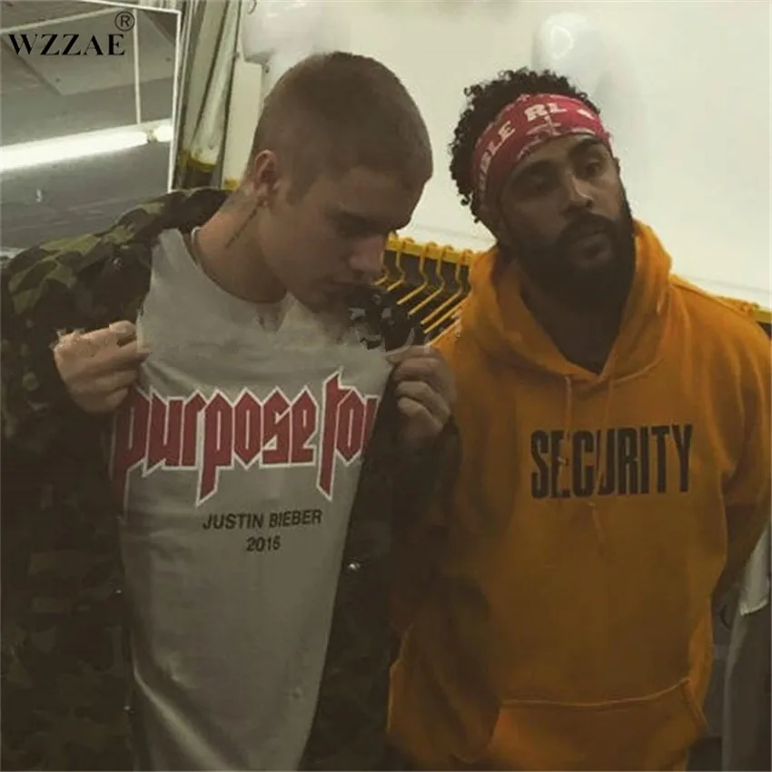 Vfiles Security Print Hoodie Justin Bieber Fog High Street Sweatshirt Bibb Purpose Tour Yellow Hoodie Lovers Couple Bts Hoodie