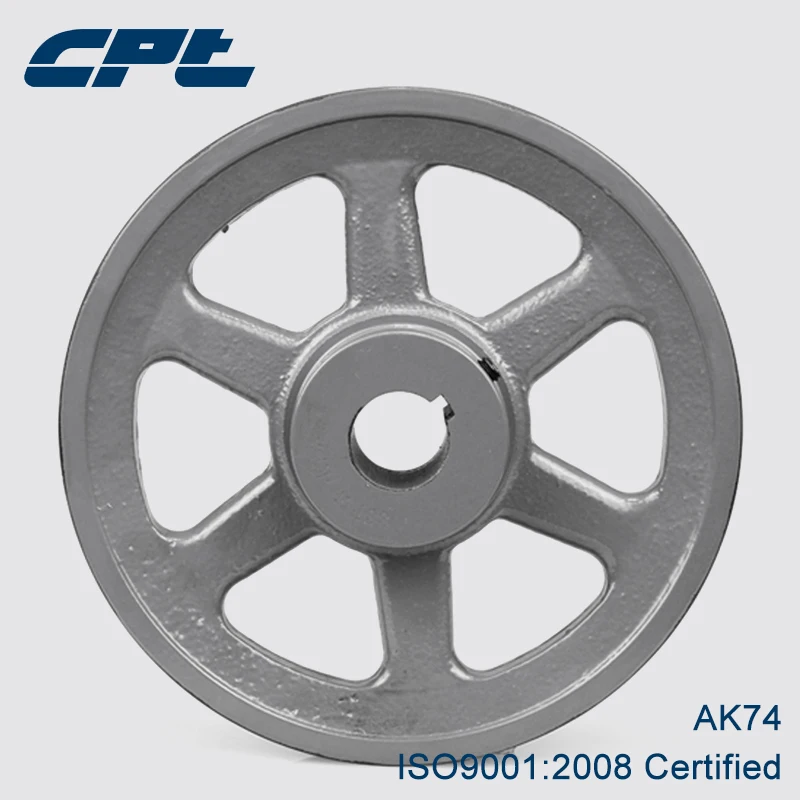 

CPT AK64 V Belt pulley, 1 Groove, Bore dia. 5/8", 3/4", 7/8", 15/16", 1", 1-1/8", 1-3/16", Cast Iron, 6.25" OD for A belts
