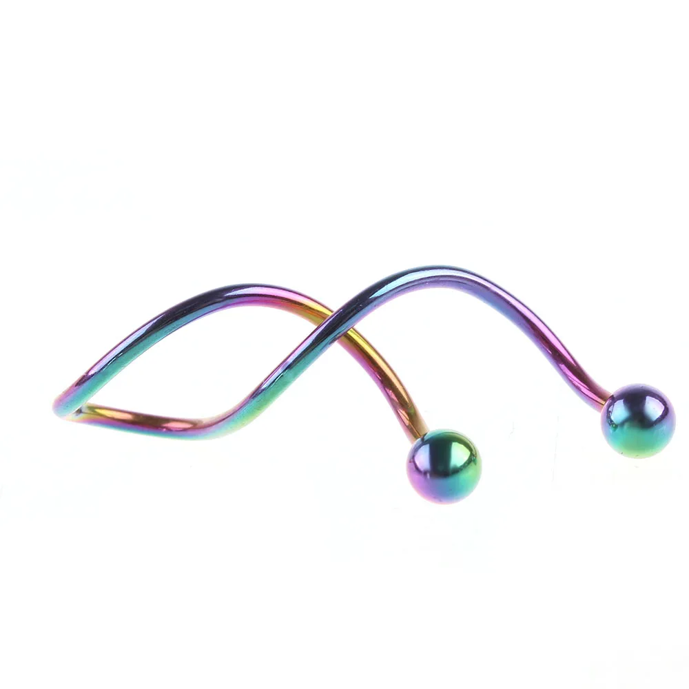 1 шт. спиральные ушные Промышленные Штанги для пирсинга пупка кольцо пупка пирсинг серьги уха пирсинг - Окраска металла: multicolor
